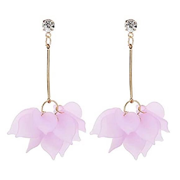 Acrylic Flower Petal Rhinestone Earrings - Picture 1 of 1